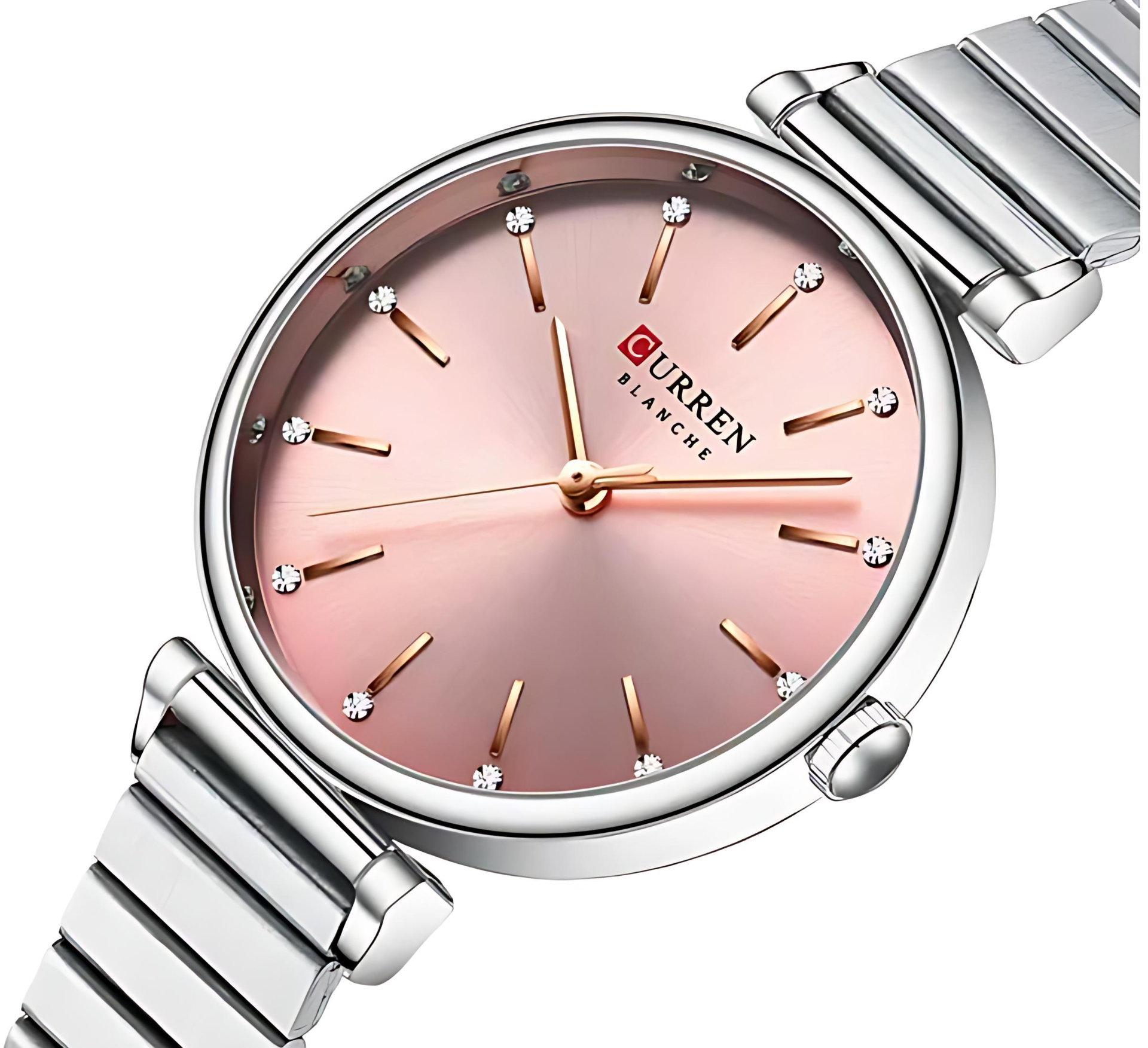 C-9081L Curren Women's Watch - Pink Dial Silver Stainless Steel Analog Quartz