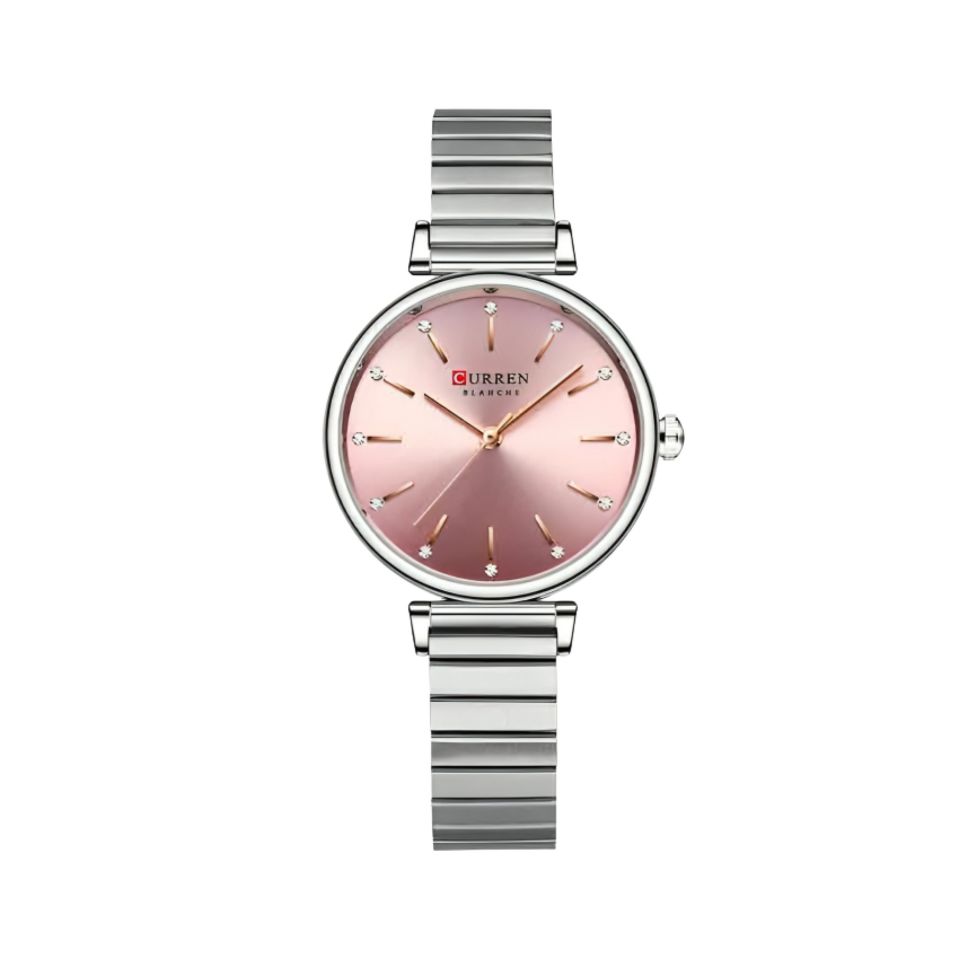 C-9081L Curren Women's Watch - Pink Dial Silver Stainless Steel Analog Quartz
