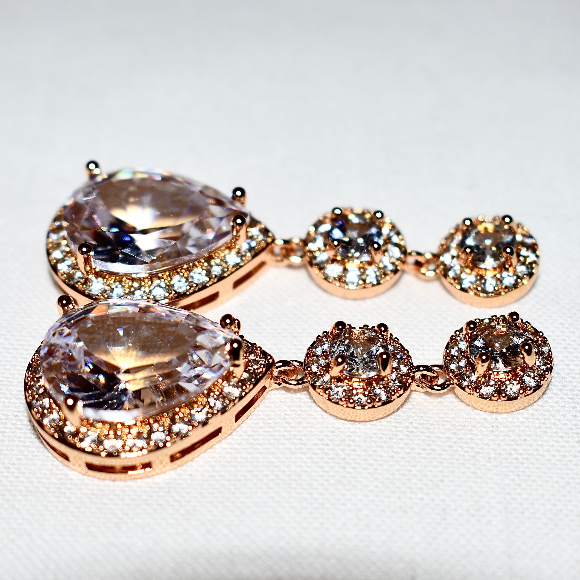 Teardrop Halo Drop Earrings – Gold Radiance