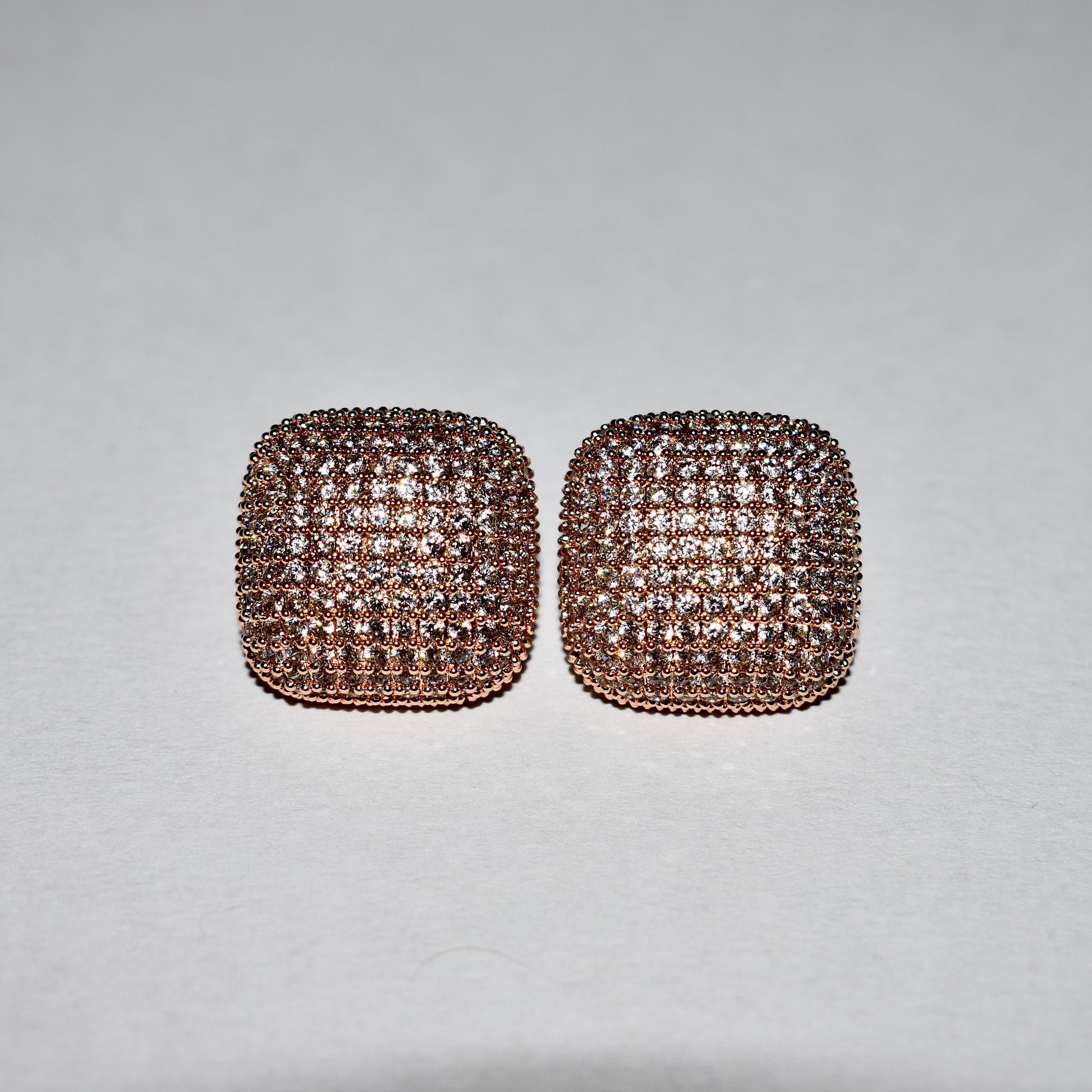 Square Pavé Stud Earrings – Gold Radiance