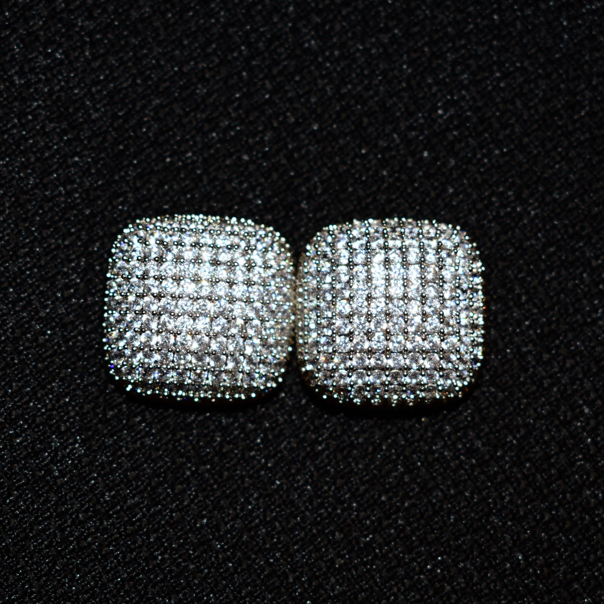 Square Pavé Stud Earrings – Silver Sparkle