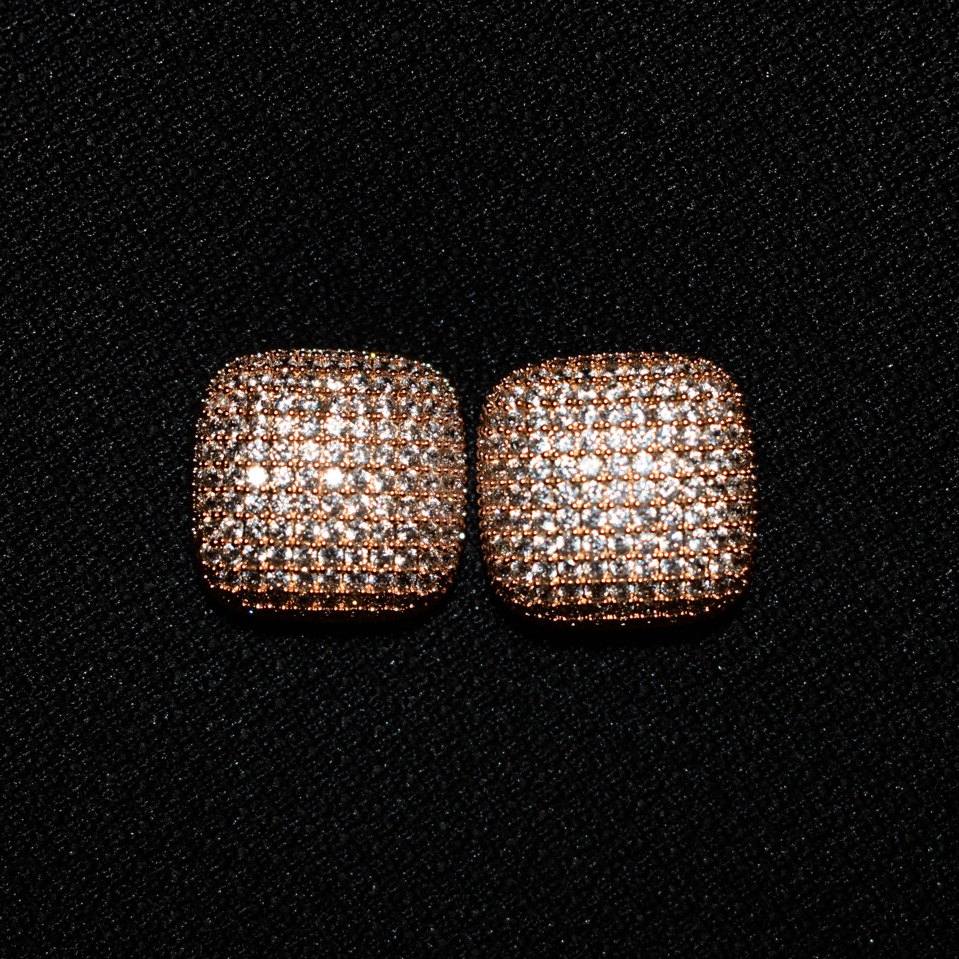 Square Pavé Stud Earrings – Gold Radiance