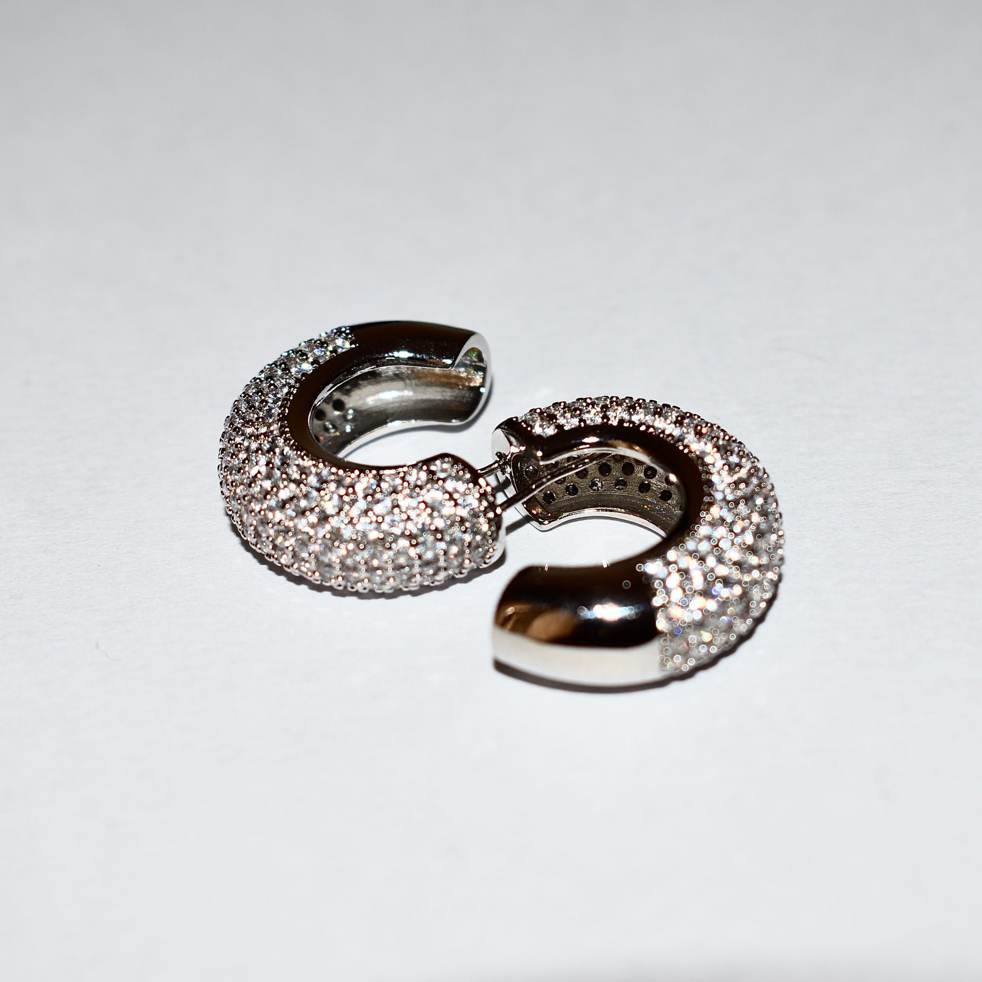 Pavé Hoop Earrings – Silver Sparkle