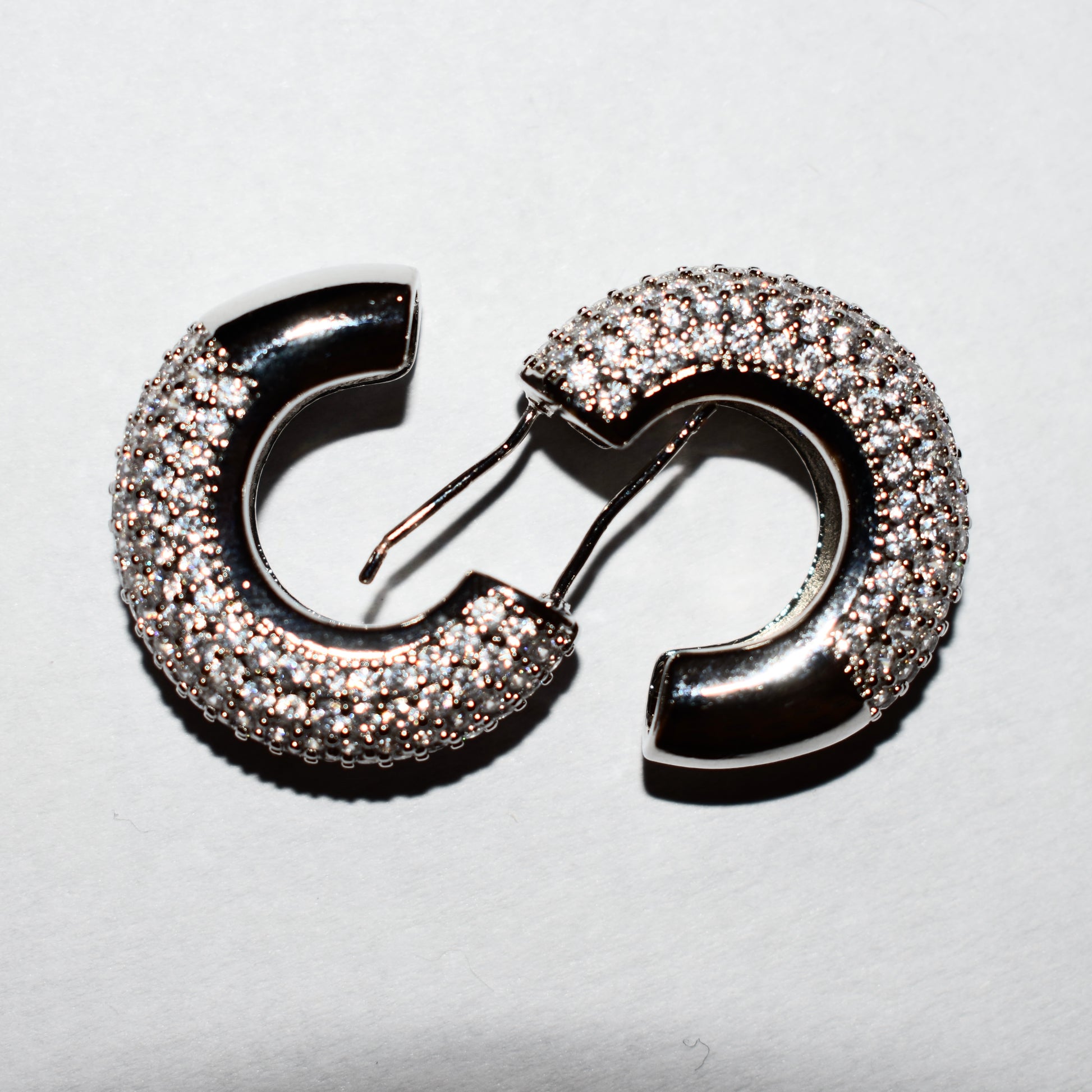 Pavé Hoop Earrings – Silver Sparkle