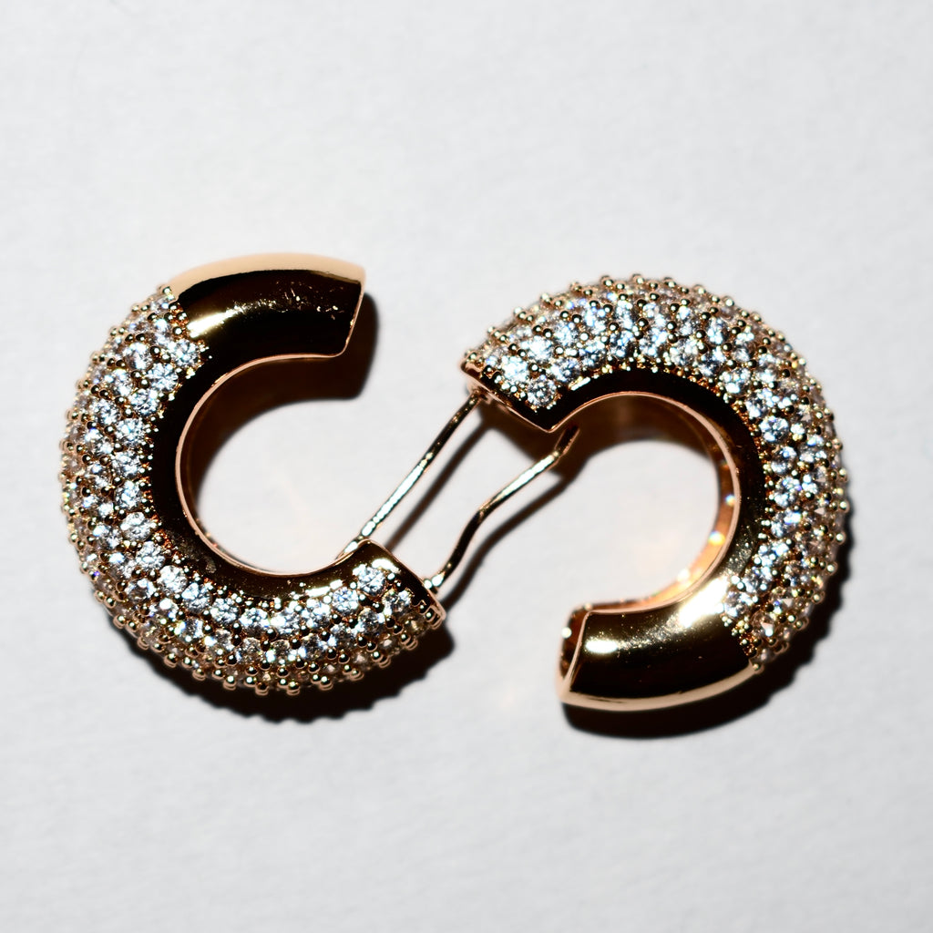 Pavé Hoop Earrings – Gold Radiance