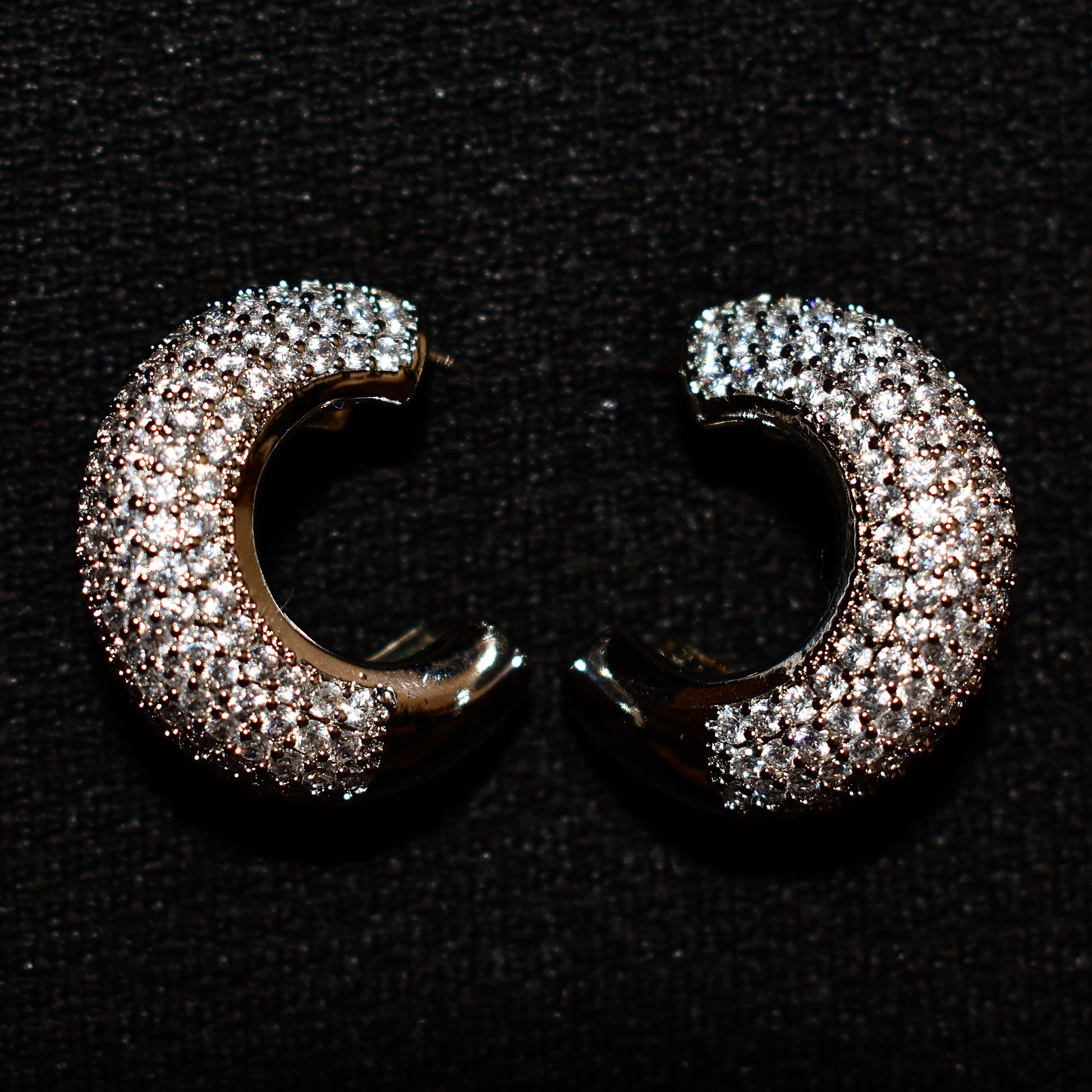 Pavé Hoop Earrings – Silver Sparkle