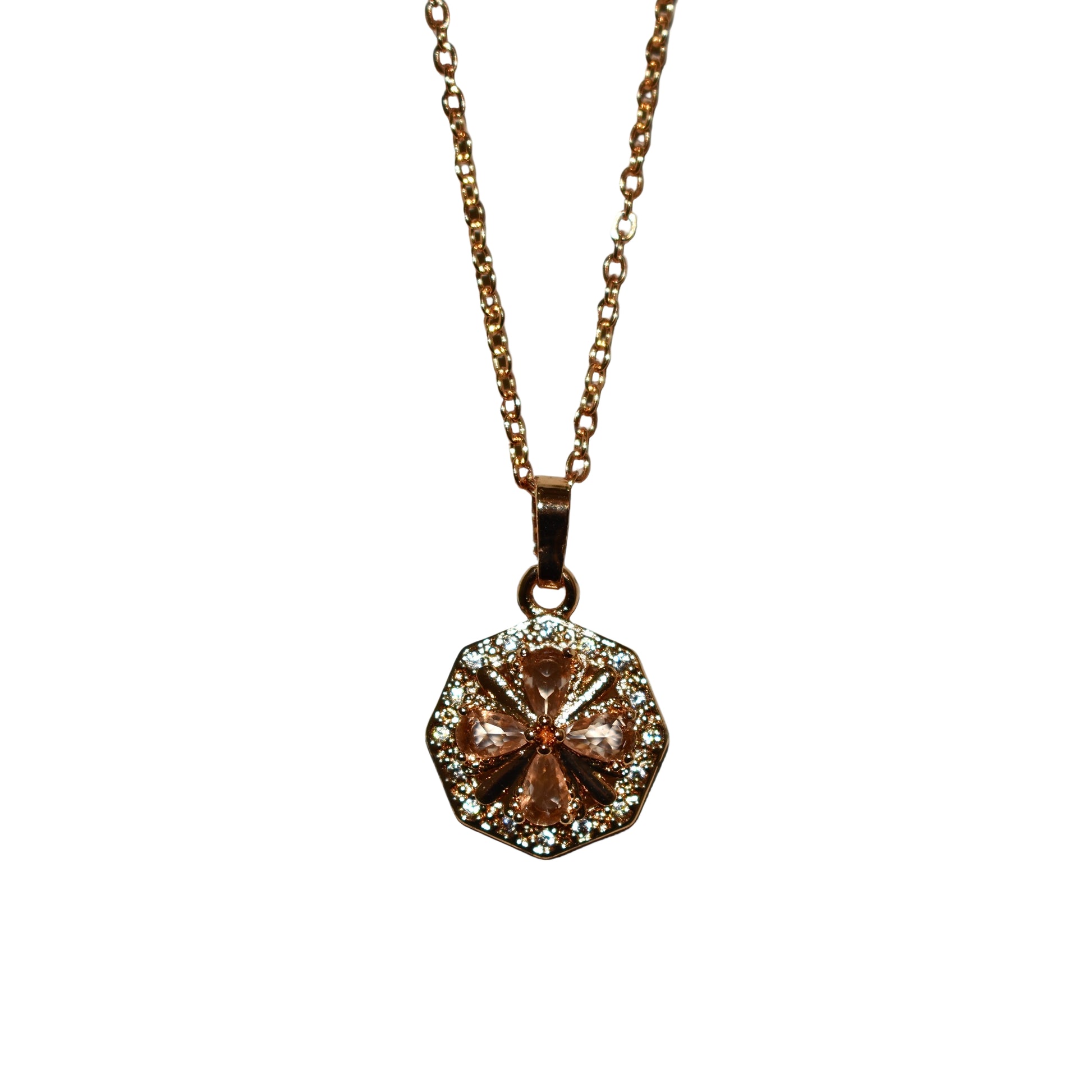 Gold Floral Pendant Necklace