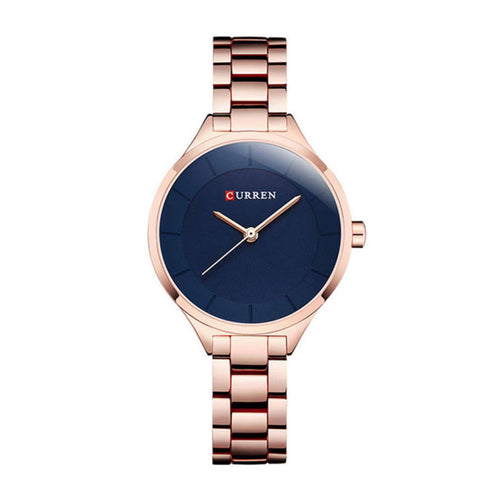 C-9015L Curren Women's Watch - Blue Dial Rose Gold Stainless Steel Analog Quartz