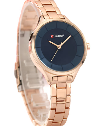 C-9015L Curren Women's Watch - Blue Dial Rose Gold Stainless Steel Analog Quartz